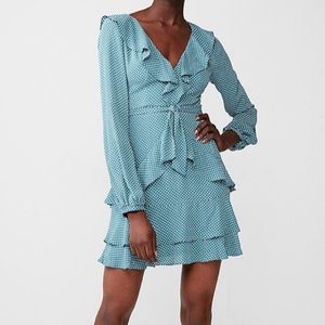 Express Teal Polka Dot Mini Dress